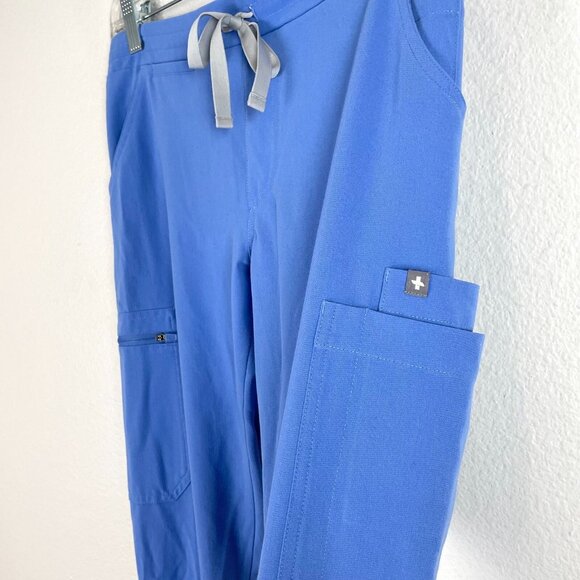 Figs Womens XS Blue Yola Skinny Cargo Scrub Pants Drawstring Waist - Picture 4 of 9